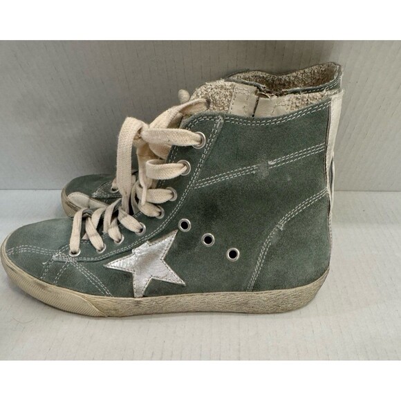 GGDB Golden Goose Francy High Top Military Green Suede Sneakers Size EU 37 US 7 - Picture 5 of 11